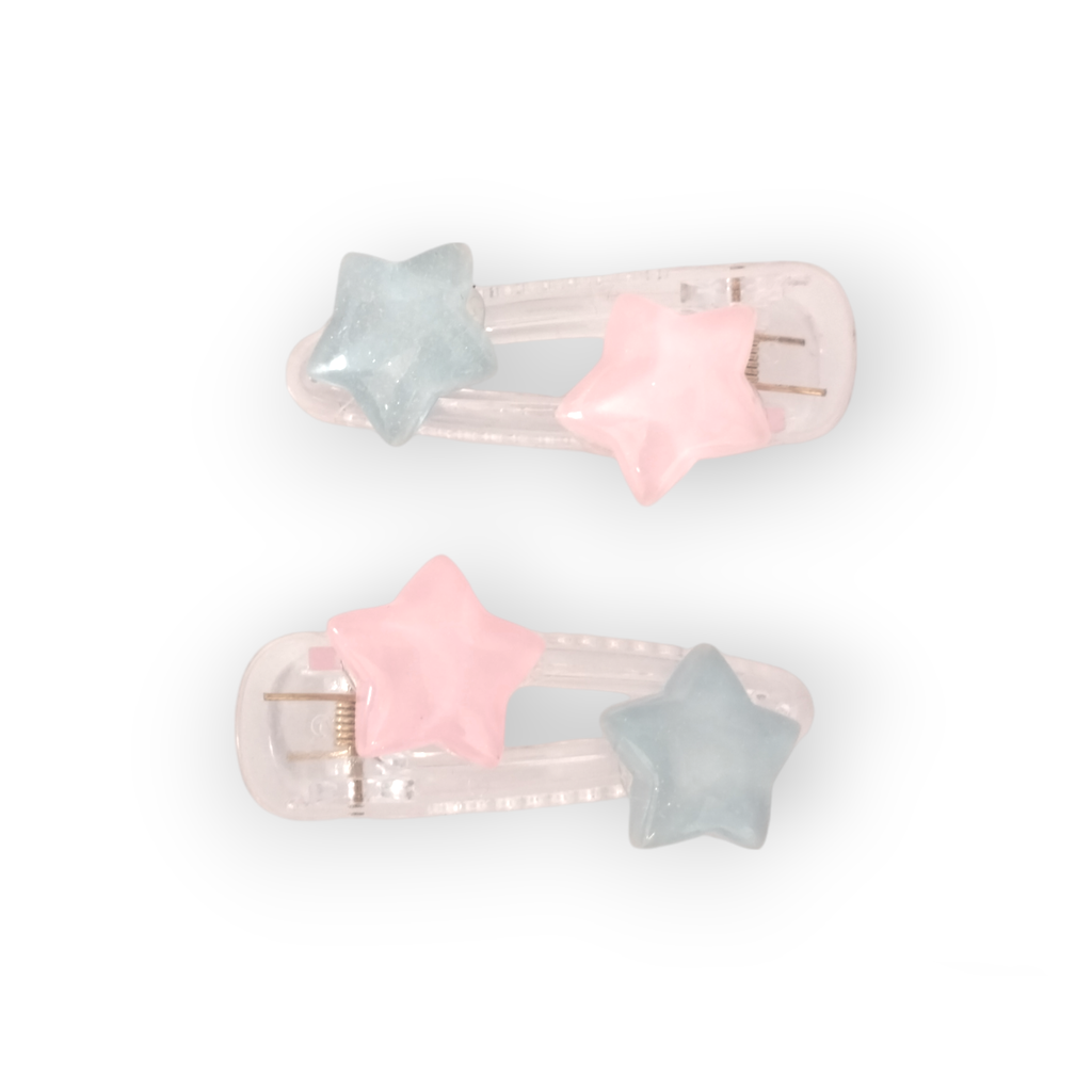 Pack 2 clips transparentes estrella